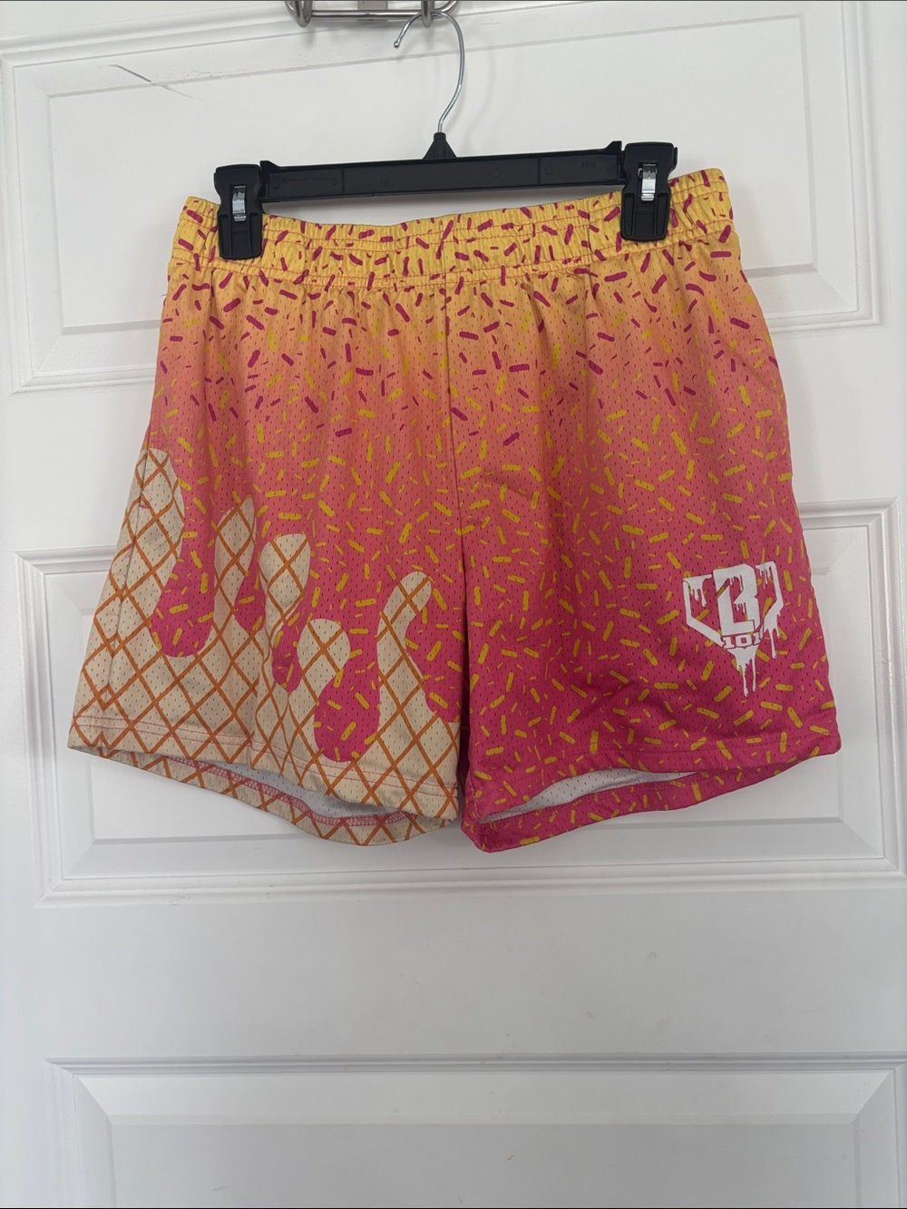 Baseball 101  Pink and Yellow Gradient Athletic Shorts